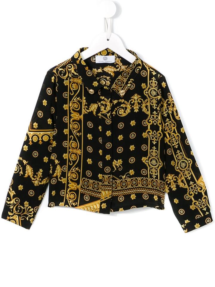 Young Versace 'cornici' Print Shirt, Girl's, Size: 10 Yrs, Black