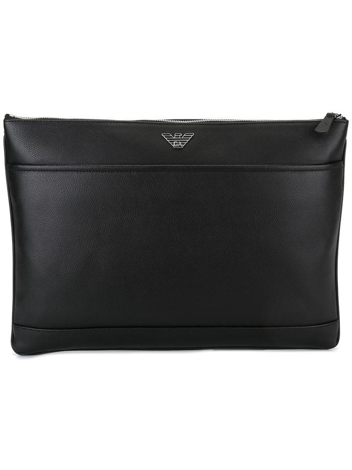 Emporio Armani Zipped Clutch, Men's, Black, Leather