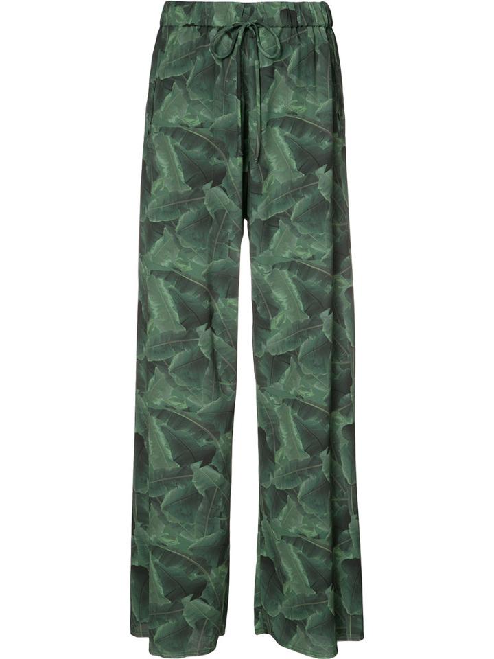 Baja East - Palm Print Trousers - Women - Polyester - 1, Green, Polyester
