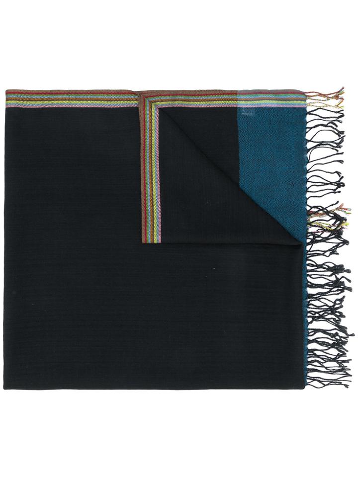 Paul Smith Striped Trim Scarf - Black