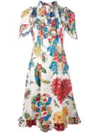 Gucci Floral Print Dress, Women's, Size: 38, White, Cotton