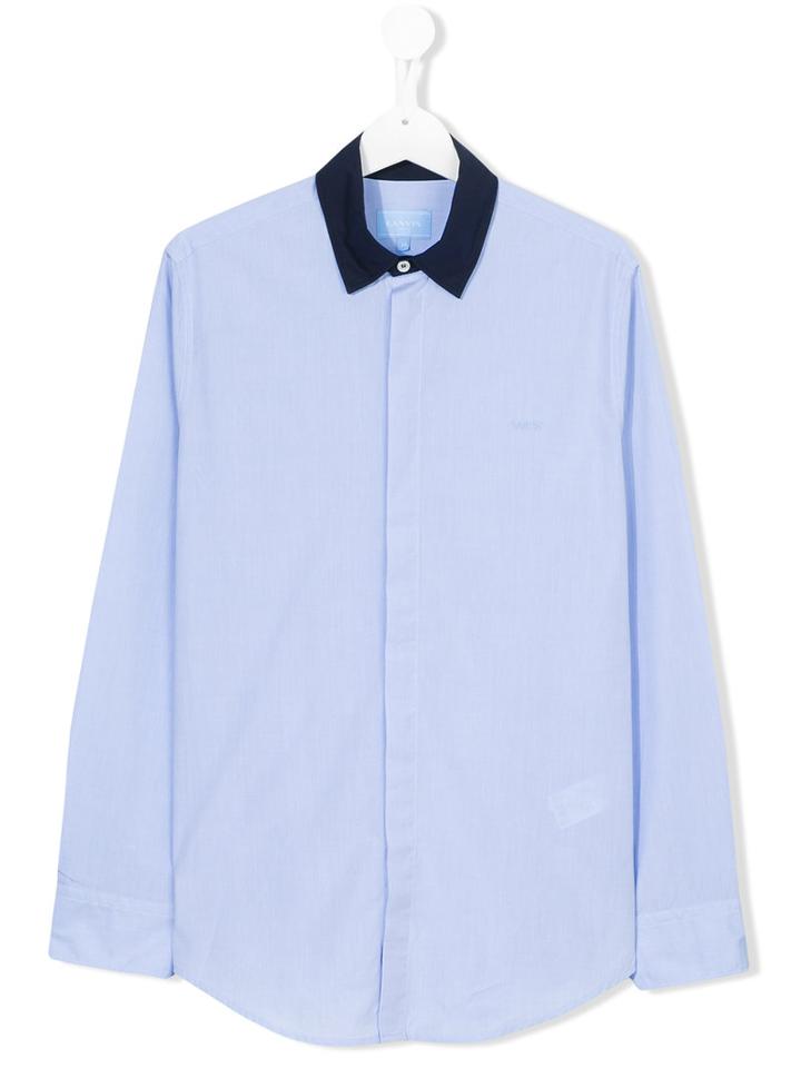 Lanvin Petite - Contrast Collar Shirt - Kids - Cotton - 14 Yrs, Blue