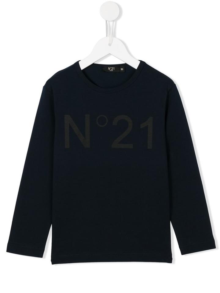 No21 Kids Logo Print T-shirt, Boy's, Size: 11 Yrs, Blue