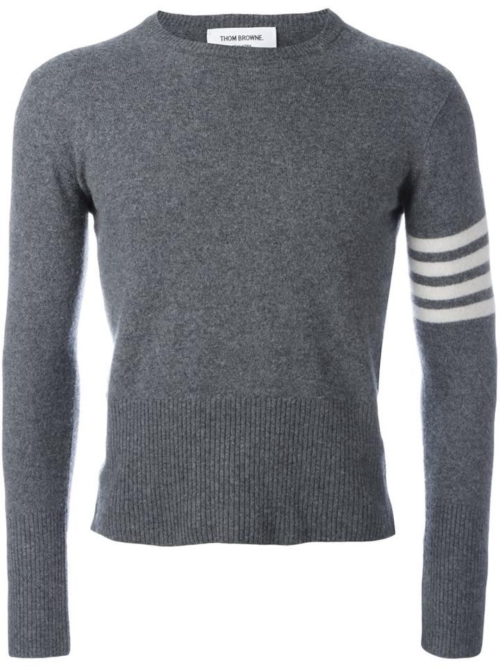 Thom Browne Crew Neck Jumper, Men's, Size: 3, Grey, Cashmere