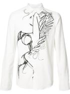 Private Stock Abstract Print Shirt, Men's, Size: Large, White, Cotton/cashmere/wool
