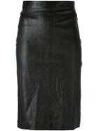 Givenchy Zipped Pencil Skirt, Women's, Size: 38, Black, Lamb Skin/cotton/spandex/elastane/acetate