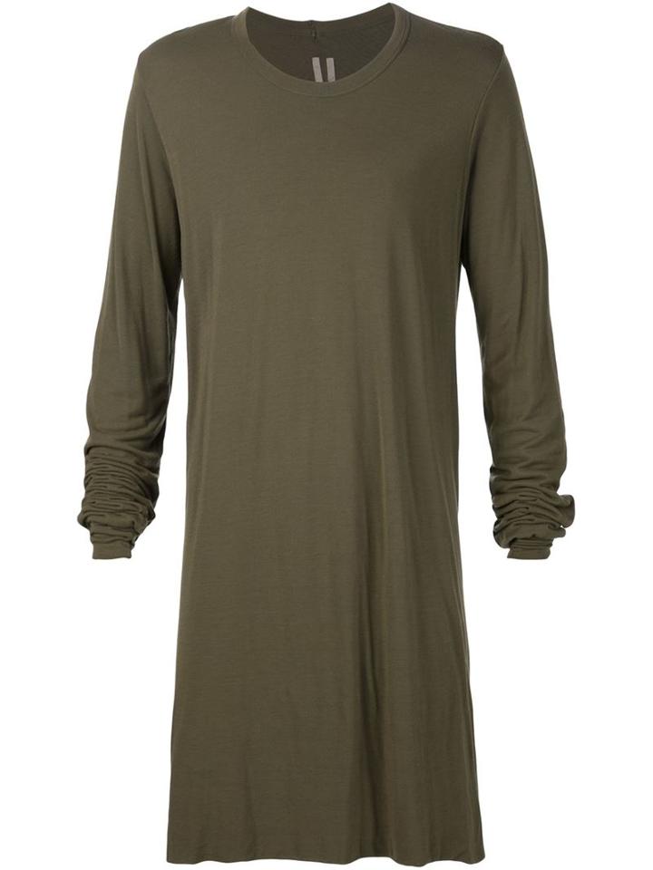 Rick Owens Long Length T-shirt, Men's, Size: M, Green, Rayon/silk