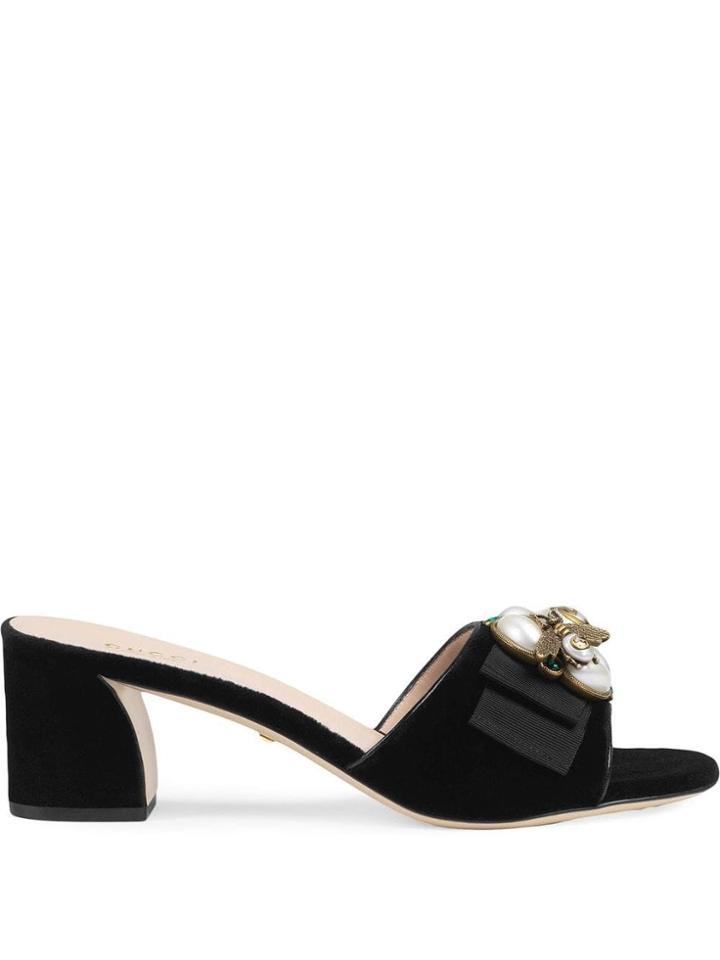 Gucci Velvet Mid-heel Mule - Black