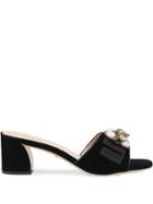 Gucci Velvet Mid-heel Mule - Black