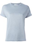 Brunello Cucinelli Plain T-shirt, Women's, Size: Large, Blue, Silk/polyamide/cashmere/metallized Polyester