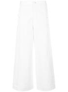 Helmut Lang - Wide-legged Cropped Trousers - Women - Cotton/spandex/elastane - 4, Nude/neutrals, Cotton/spandex/elastane