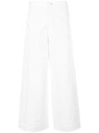 Helmut Lang - Wide-legged Cropped Trousers - Women - Cotton/spandex/elastane - 4, Nude/neutrals, Cotton/spandex/elastane