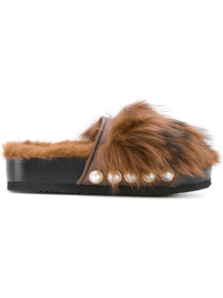 Suecomma Bonnie Studded Detail Slides - Brown