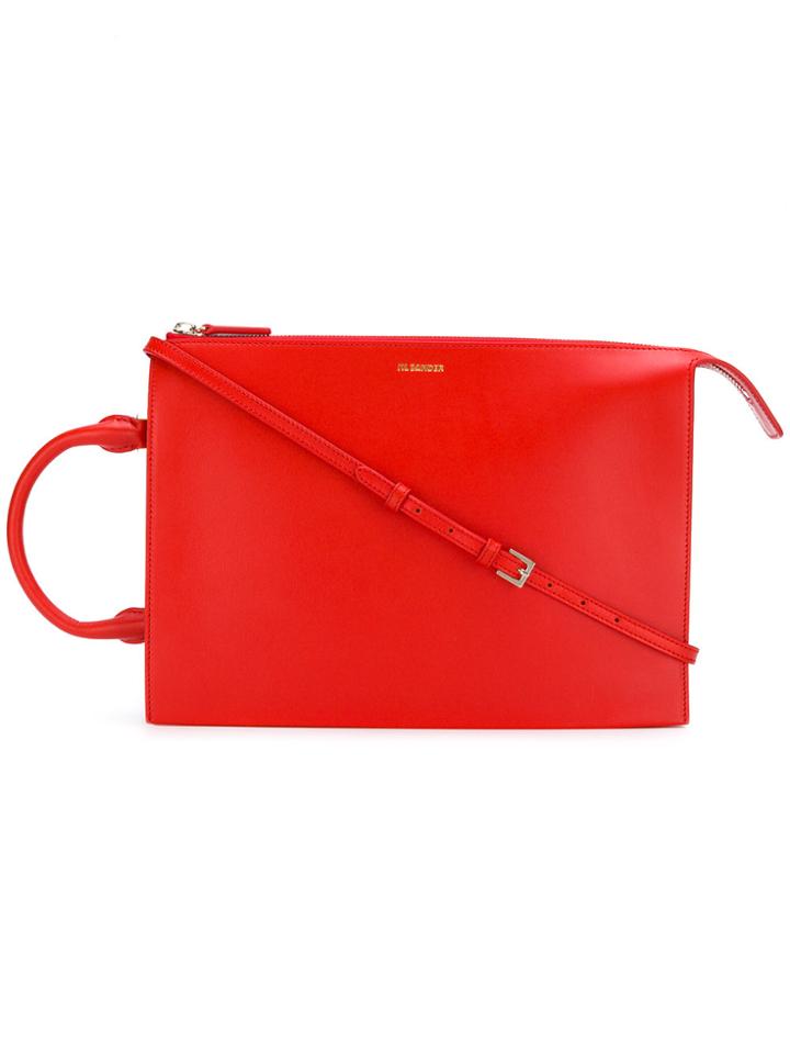 Jil Sander Geometric Shoulder Bag - Red