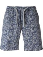Eleventy Floral Print Shorts, Men's, Size: 38, Blue, Cotton/spandex/elastane
