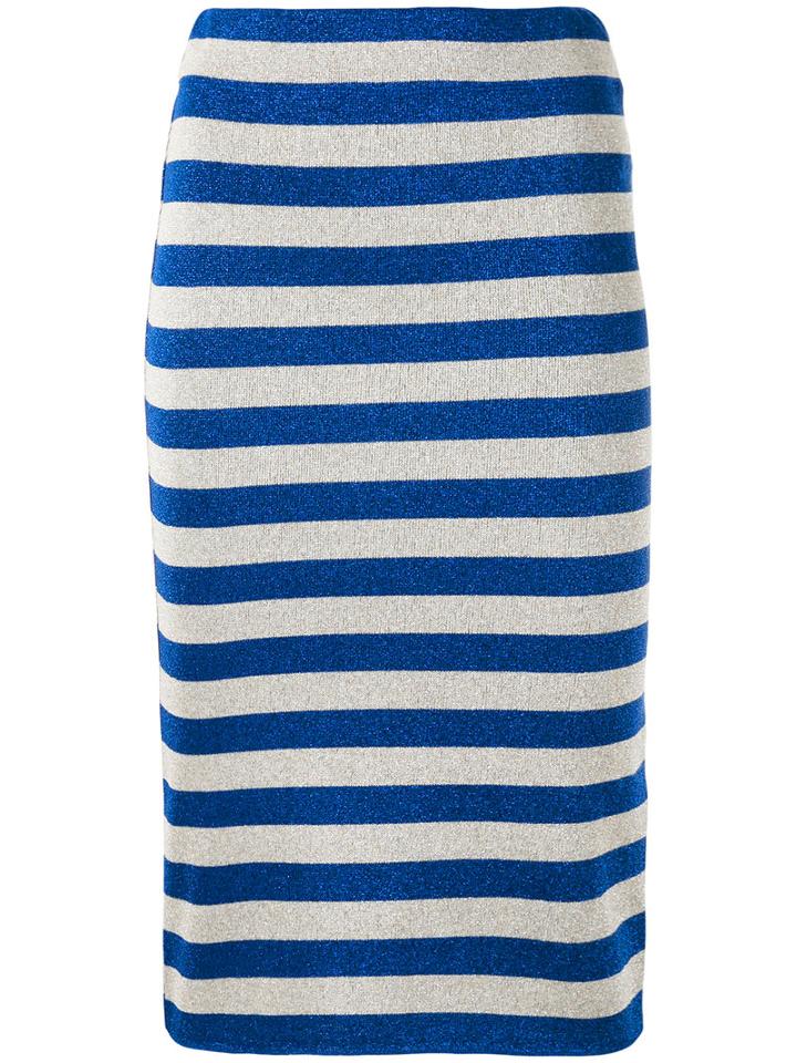 Laneus Striped Lurex Skirt, Women's, Size: 40, Blue, Polyester/viscose/polyamide