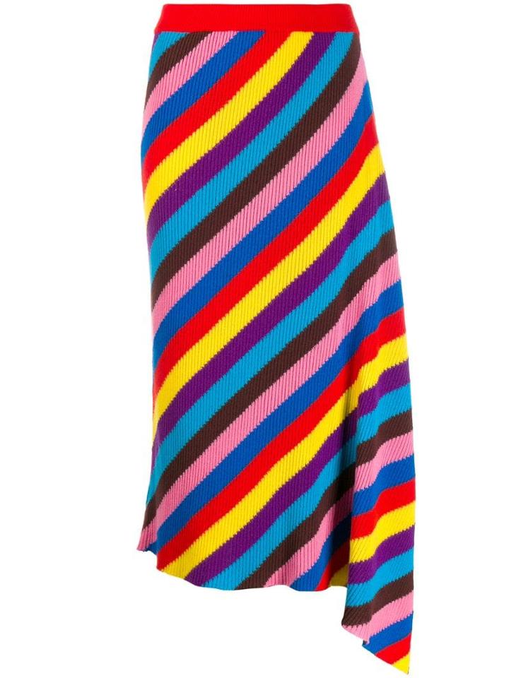 Chinti & Parker Striped Asymmetric Skirt - Red