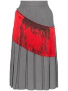 Calvin Klein 205w39nyc Fringe Detail Pleated Midi Skirt - Grey