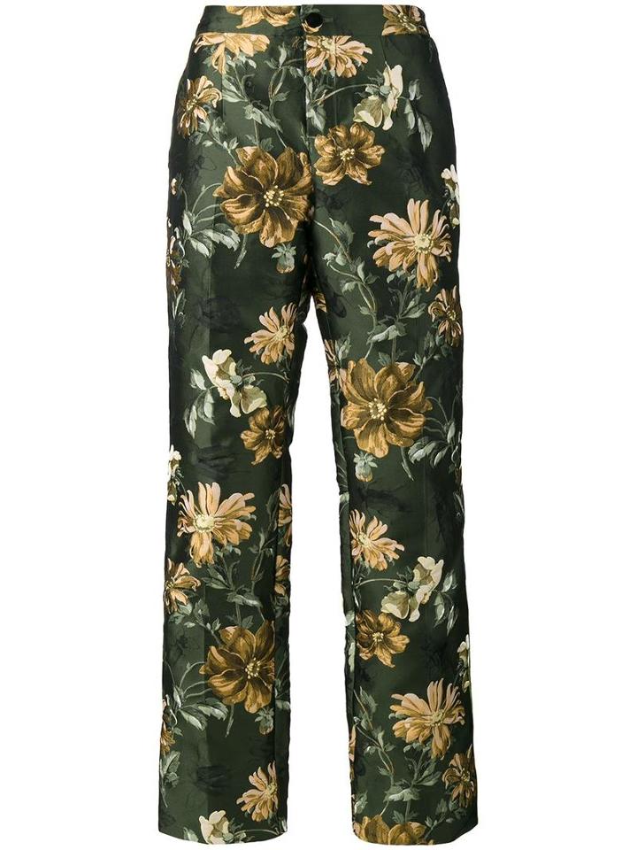 F.r.s For Restless Sleepers Floral Pattern Trousers, Women's, Size: Medium, Green, Polyester
