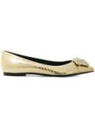 Versace Pointed Medusa Ballerina Shoes - Metallic