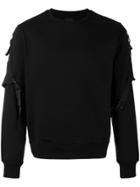 Les Hommes Belted Sleeve Sweatshirt - Black