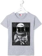 Msgm Kids Astronaut And Logo Print T-shirt, Boy's, Size: 6 Yrs, Grey