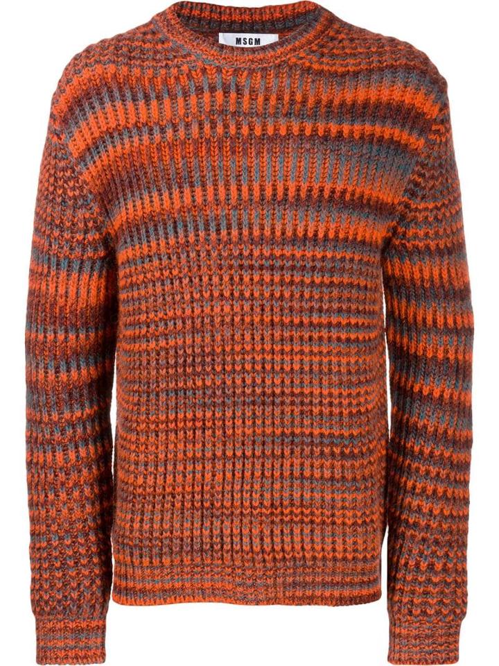 Msgm Striped Knit Jumper - Orange