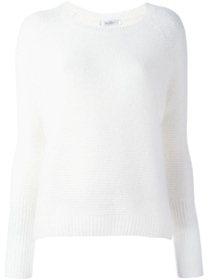 Max Mara Crew Neck Jumper, Women's, Size: Medium, White, Silk/cashmere