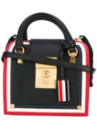 Thom Browne Striped Detail Mini Tote, Women's, Black, Leather