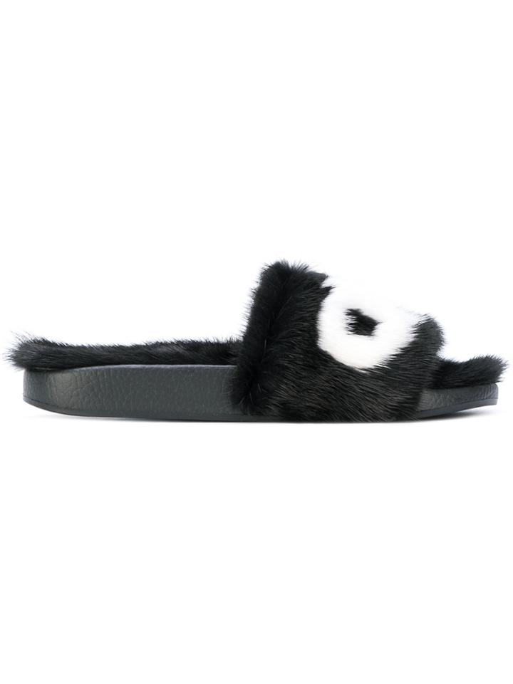Salvatore Ferragamo Double Gancio Slides - Black