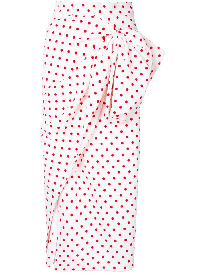 Bambah - Polka Dot Ruched Skirt - Women - Polyester - 12, White, Polyester