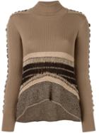 Mame Laced Sleeve Jumper, Women's, Size: 3, Nude/neutrals, Nylon/wool