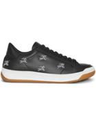 Burberry Equestrian Knight Embroidered Leather Sneakers - Black