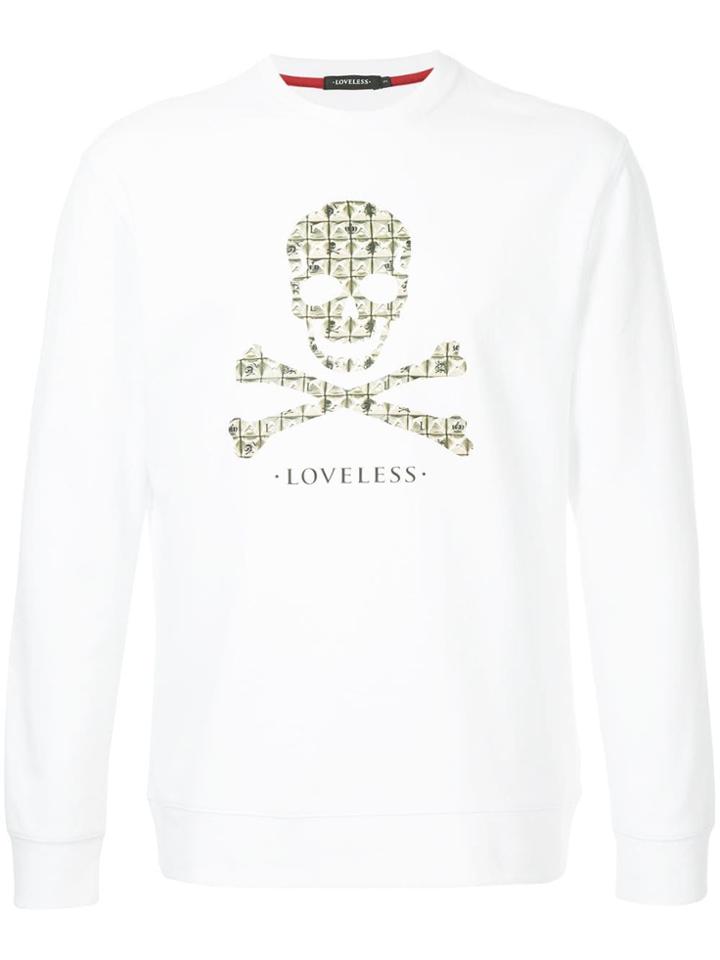 Loveless Skull Print Sweatshirt - White