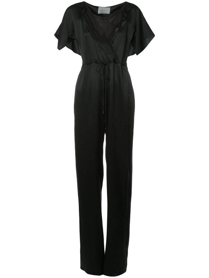 Maiyet - V-neck Jumpsuit - Women - Silk - 0, Black, Silk