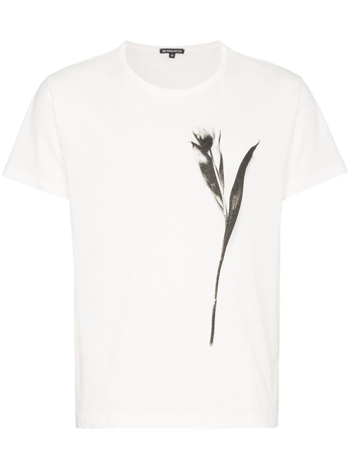 Ann Demeulemeester Tulip Print Cotton T Shirt - White