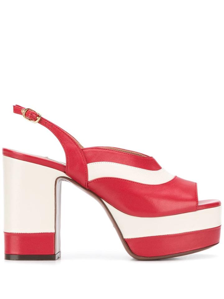 L'autre Chose Colour Block Platform Sandals - Red