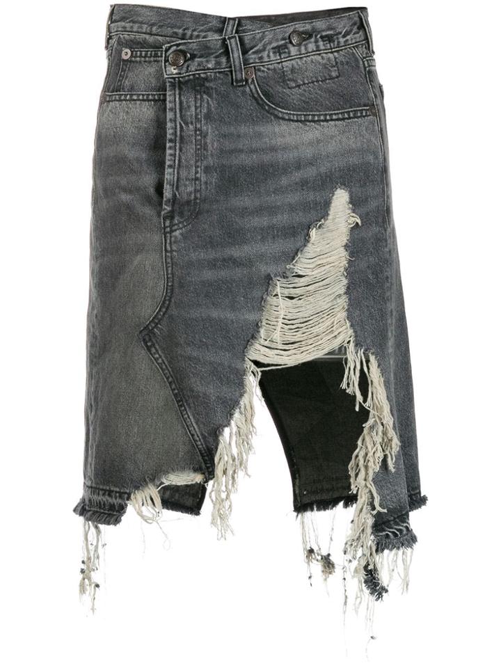 R13 Distressed Denim Skirt - Black