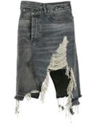 R13 Distressed Denim Skirt - Black