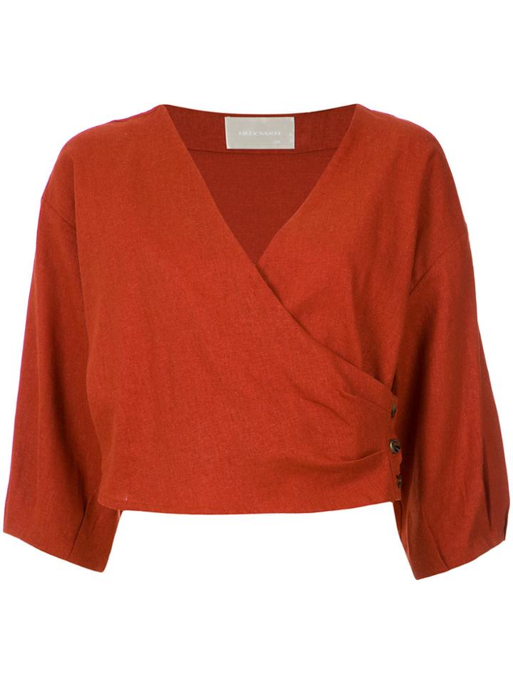 Lilly Sarti 3/4 Sleeves Cropped Top - Brown