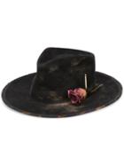 Nick Fouquet Rose Fedora Hat, Adult Unisex, Size: 58, Black, Rabbit Fur