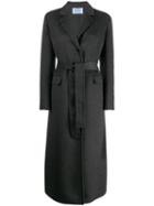 Prada Belted Button-front Coat - Grey
