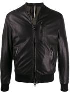 Low Brand Slim-fit Zip-up Biker Jacket - Black