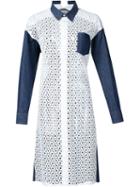 Junya Watanabe Comme Des Garçons Contrast Shirt Dress, Women's, Size: Small, Blue, Cotton