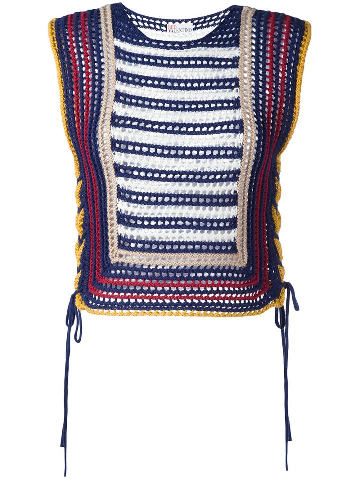 Red Valentino Crochet Tank Top, Women's, Size: Xs, Blue, Cotton