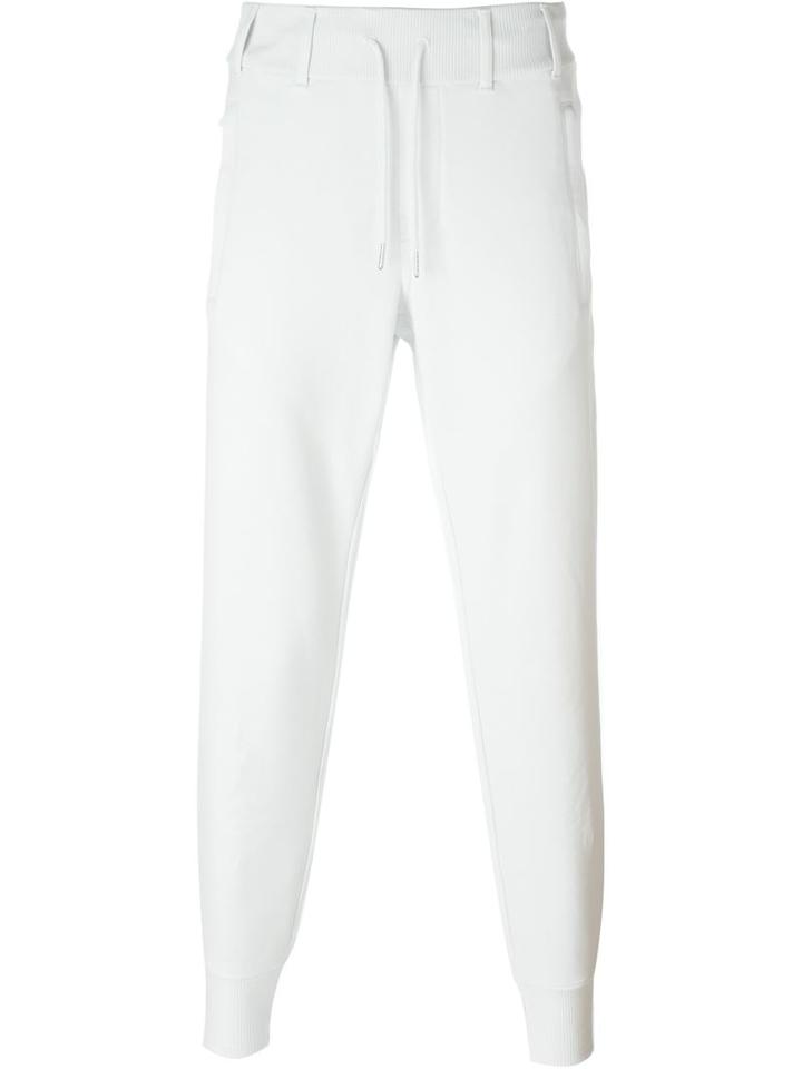 Y-3 Ribbed Track Pants, Men's, Size: L, White, Cotton