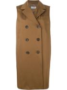 Alberto Biani Sleeveless Double Breasted Coat, Women's, Size: 46, Brown, Cotton/acetate/viscose
