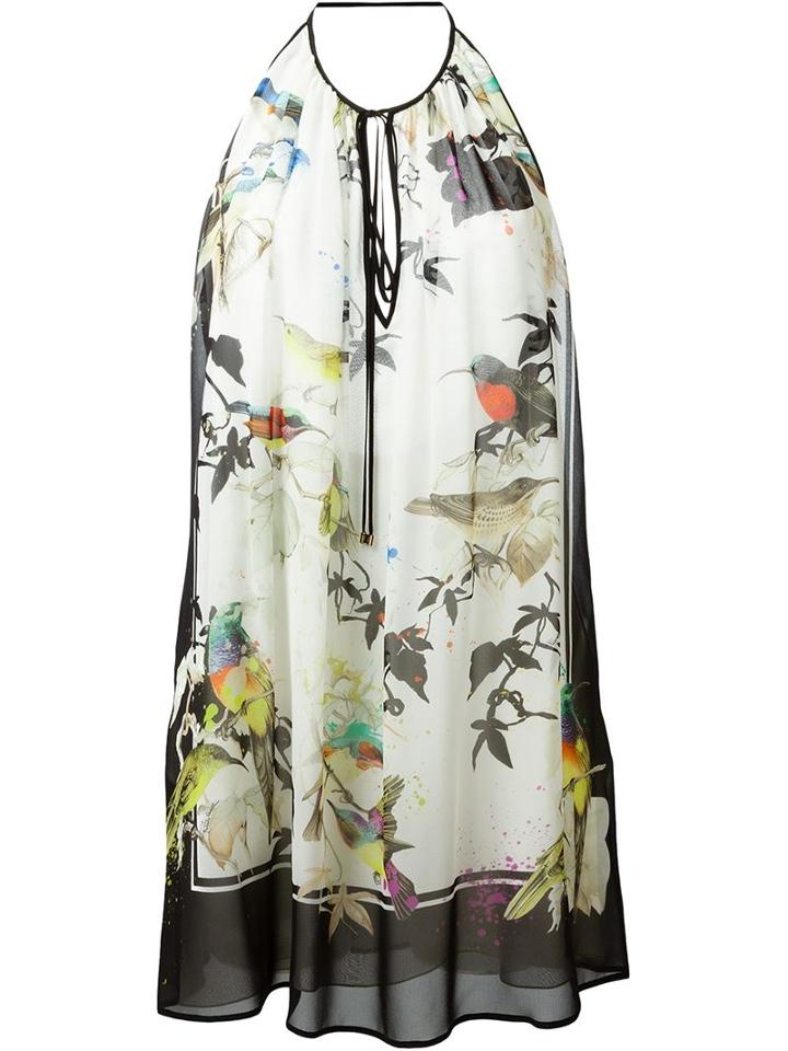 Roberto Cavalli Bird Print Halterneck Dress
