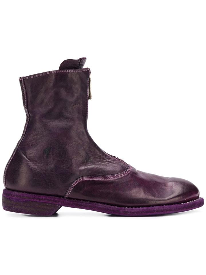 Guidi Zipped Front Ankle Boots - Purple