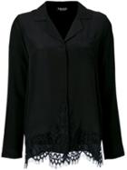 Twin-set - Lace Insert Shirt - Women - Silk/polyamide - 46, Black, Silk/polyamide